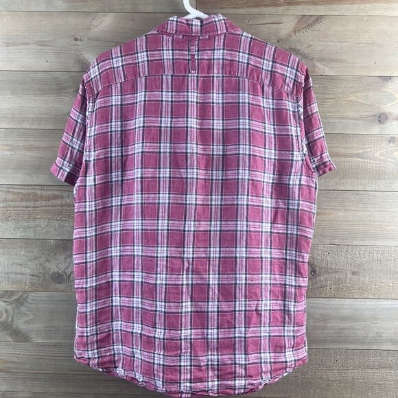 Banana Republic Mens Shirt Short Sleeve Button Camden Standard Fit Linen Medium - Picture 5 of 6